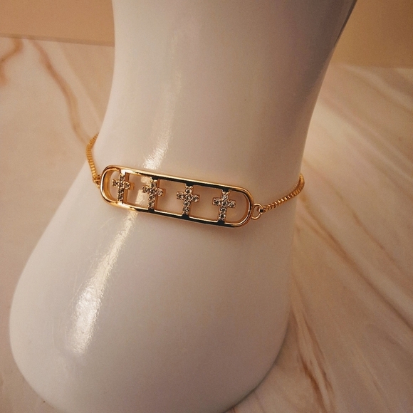 💥 Pretty Bird 24K Yellow Gold Plated Cross Bracelet – Lariat Style - Picture 7 of 8